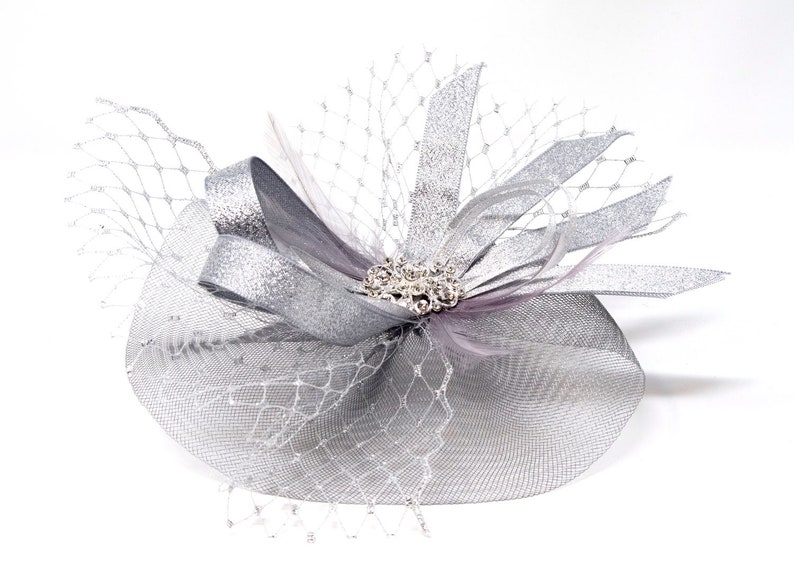 Metallic Silver Fascinator With Diamantè and Bead Cluster on Etsy