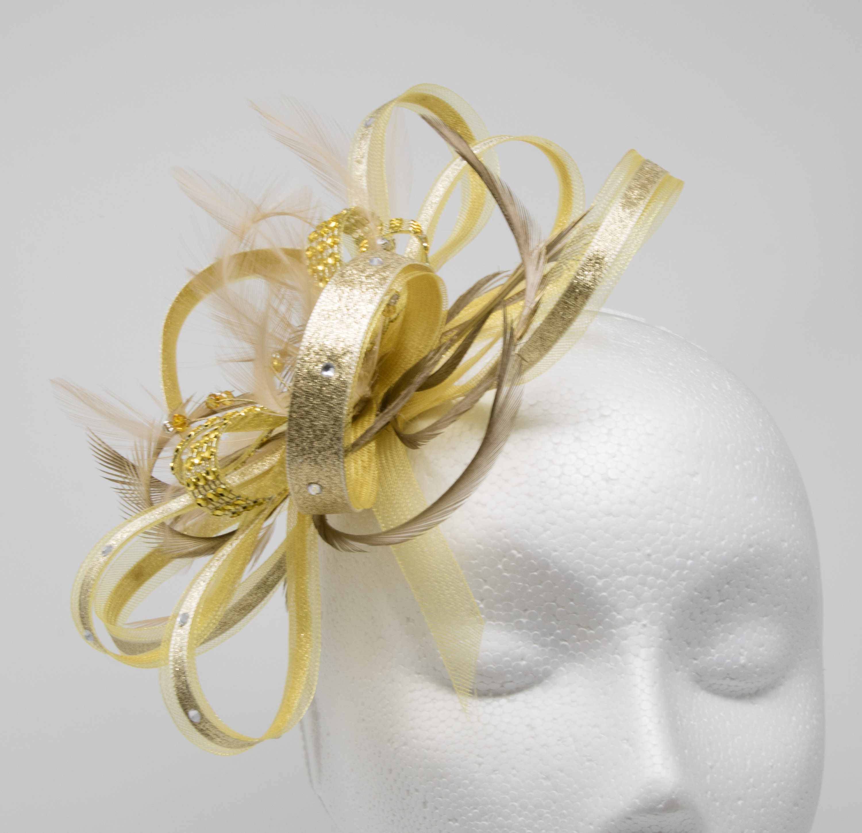 Shimmering Gold Fascinator With 