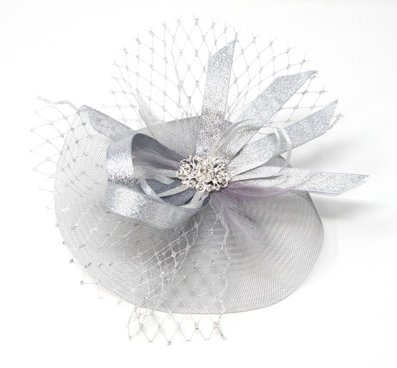 Metallic Silver Fascinator With Diamantè and Bead Cluster on - Etsy