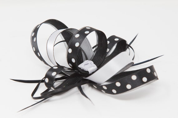 Black and White Polka Dot Fascinator on 