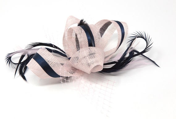 /& Fascia Alice. clip Navy Blu E Giallo hatinator Fascinator con stile con pettine