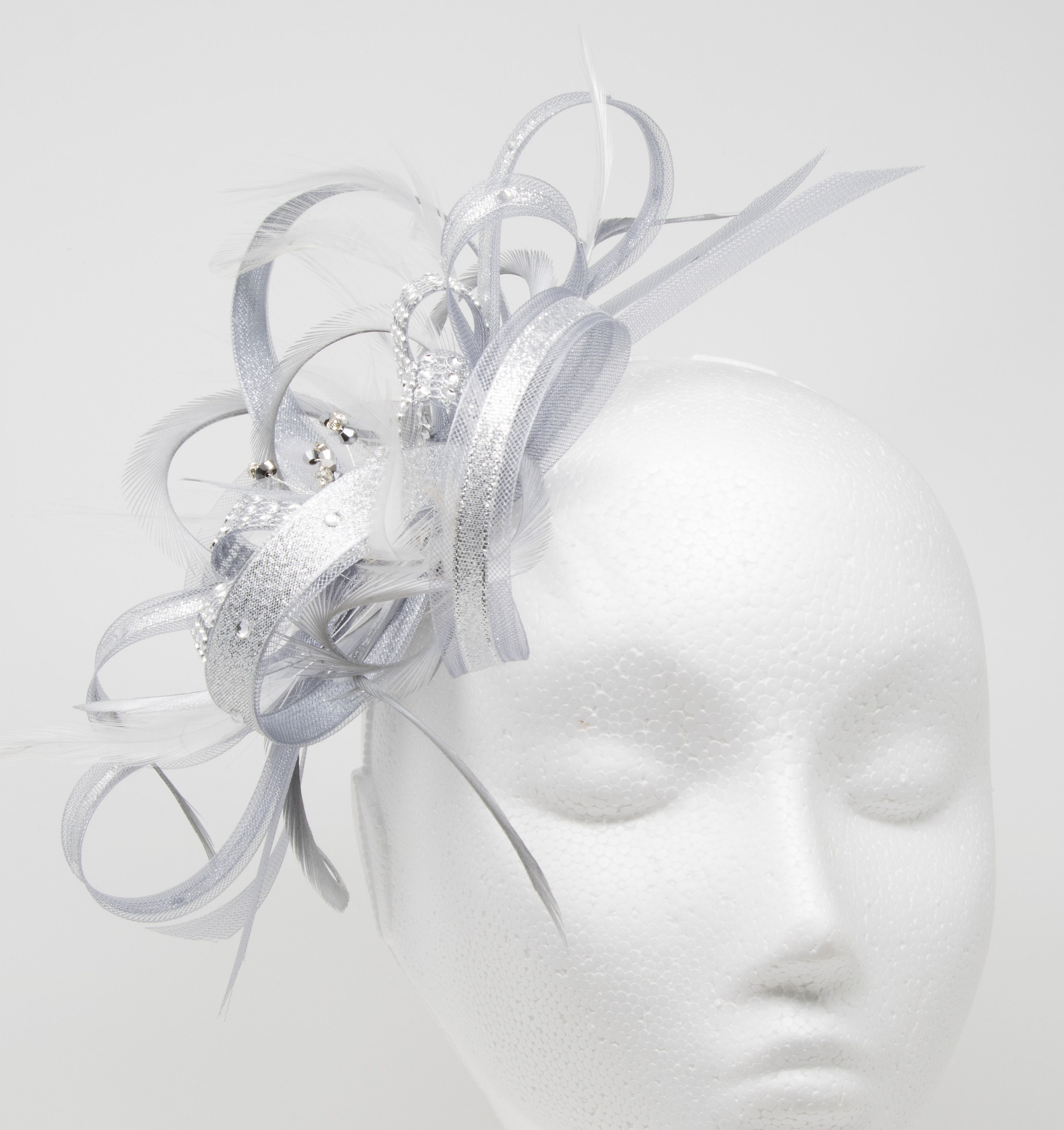 Silver Comb Fascinator Ladies Day Wedding Races Royal Ascot Hair Piece 2 