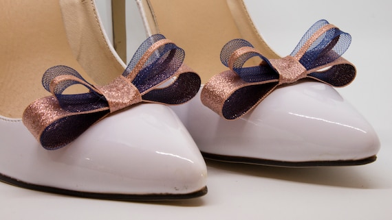 navy blue and rose gold shoes