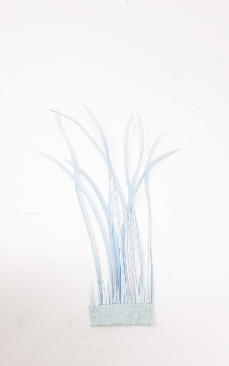 Ice blue feathers for hat making, coque, biots, turkey and hackle milinery fascinator DIY. image 2