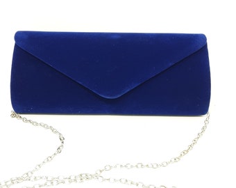 Cobalt blue velvet clutch bag