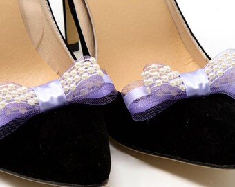 Lavendel und Perlen Schuhclips