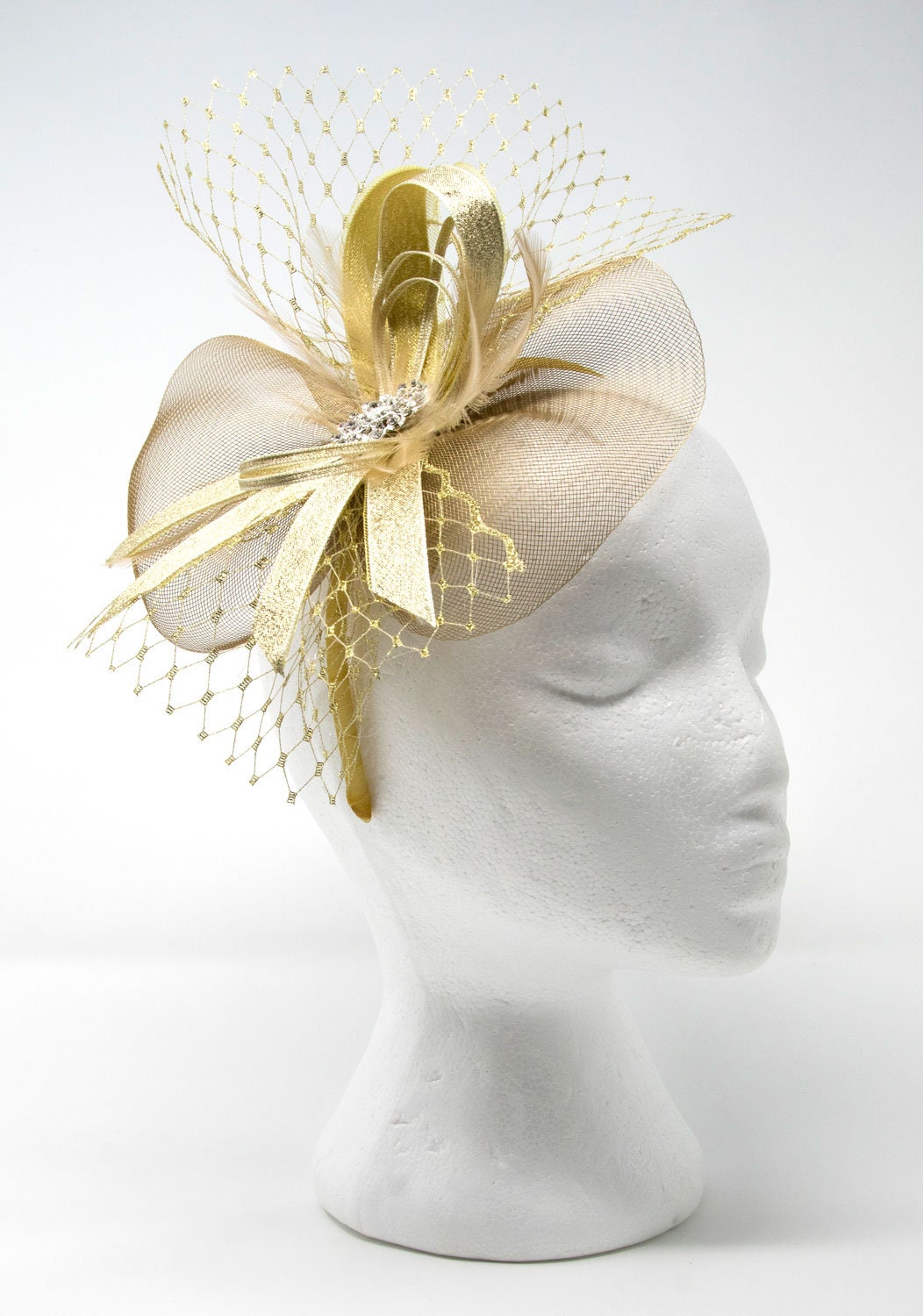 Metallic Gold Fascinator With Diamantè 