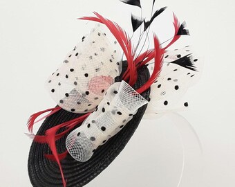 Polka Dot Cocktail Hat, Fascinator, Occasional Headwear  display picture 2