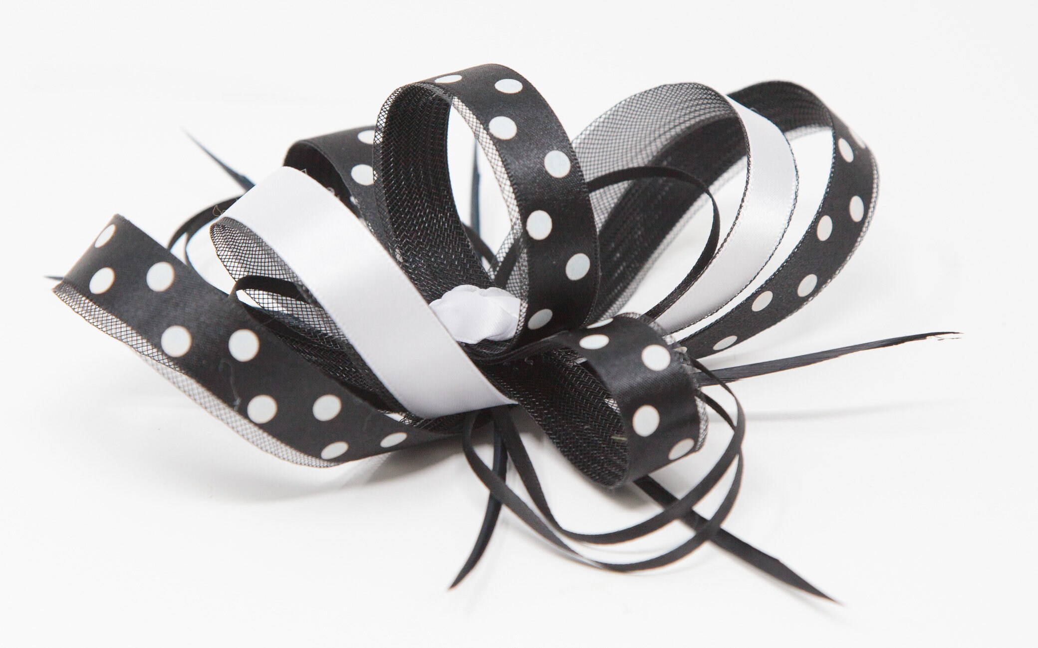 Black and White Polka Dot Fascinator on 