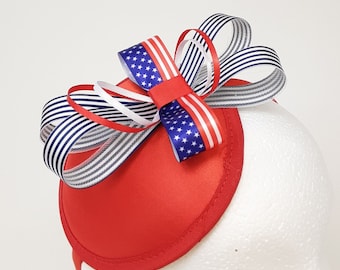 Red 4th of July Fascinator: Stars & Stripes Party Hat