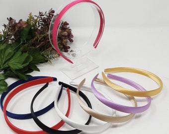 Alice band 1.5cm wide ribbon covered, red, hot pink, lilac, navy, black, white, champagne milinery fascinator DIY.