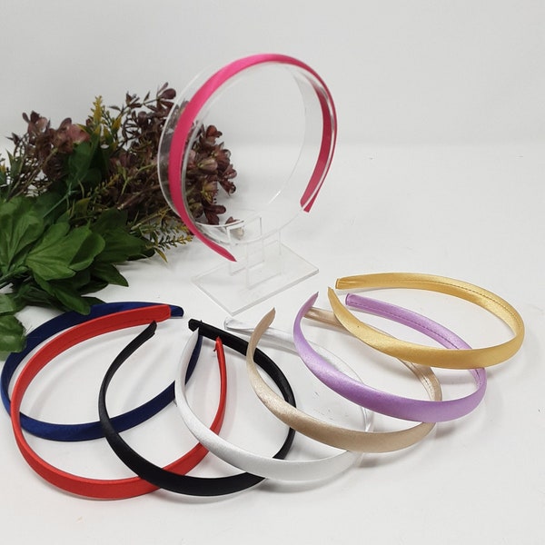 Alice band 1.5cm wide ribbon covered, red, hot pink, lilac, navy, black, white, champagne milinery fascinator DIY.