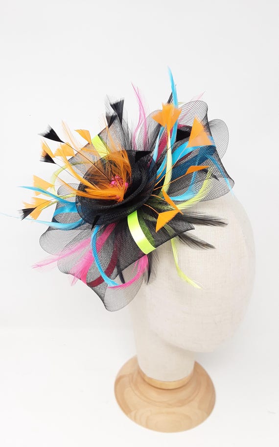 FASCINATOR  Feather and ribbon / Hair Accessory Rose Gold and Ivory Kentucky Derby Hat Clip | Wedding Hair  main image 4