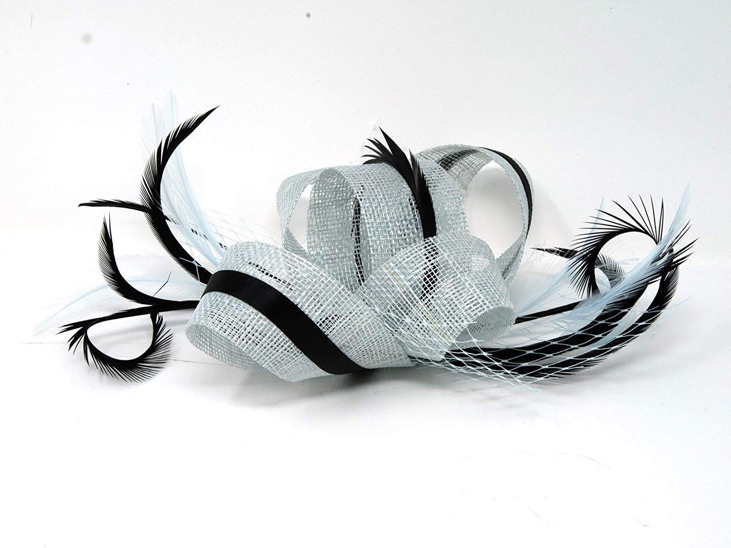Pale Ice Blue and Black Fascinator on a 