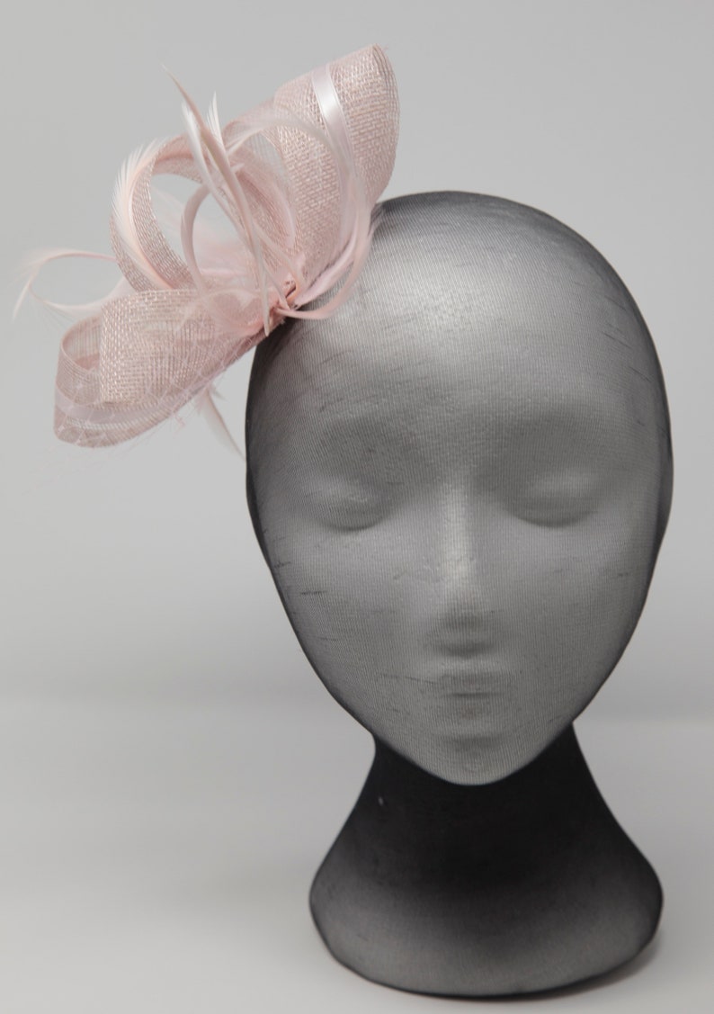 Blush pink fascinator on a comb, Alice band and clip. image 4