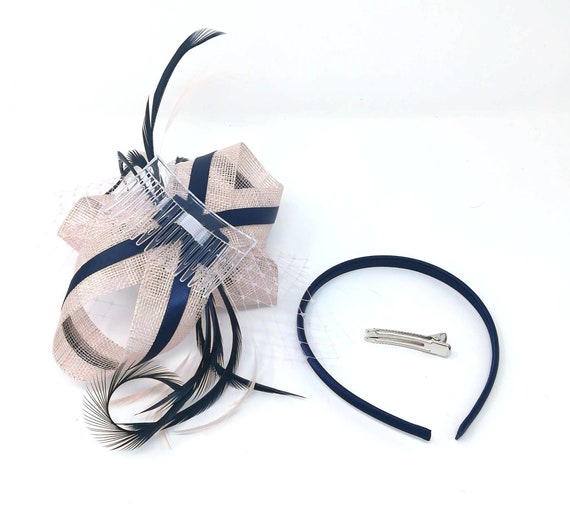 Navy Fascinator on a Comb Alice Band 