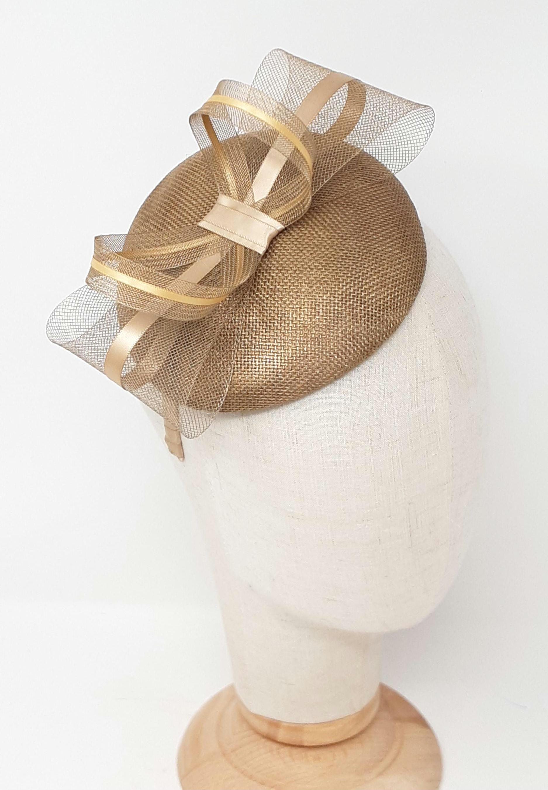 Vintage Georgette Gold Mesh Ruffle Pillbox Bow Hat Ruffle Pillbox Hat - Etsy main image 4