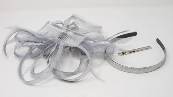 Shimmering Silver Fascinator With 