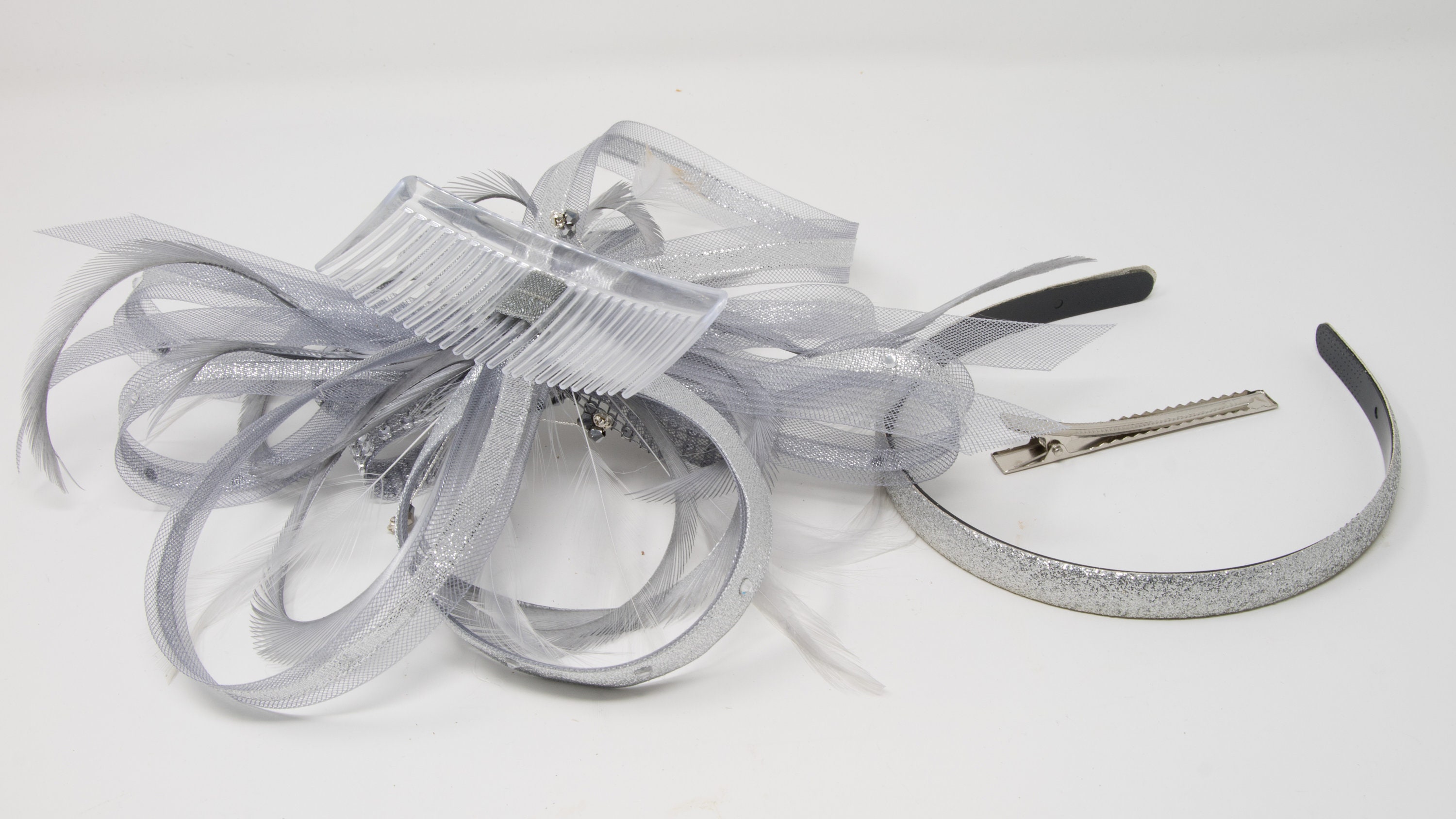Shimmering Silver Fascinator With 