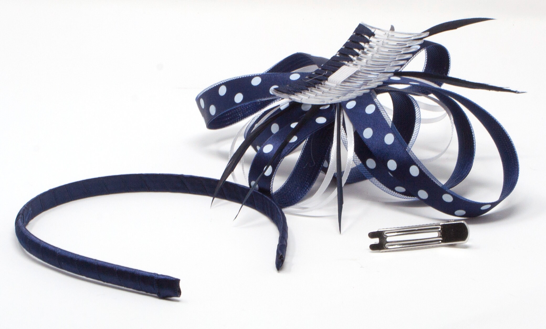 Polka Dot Fascinator With Comb Clip 