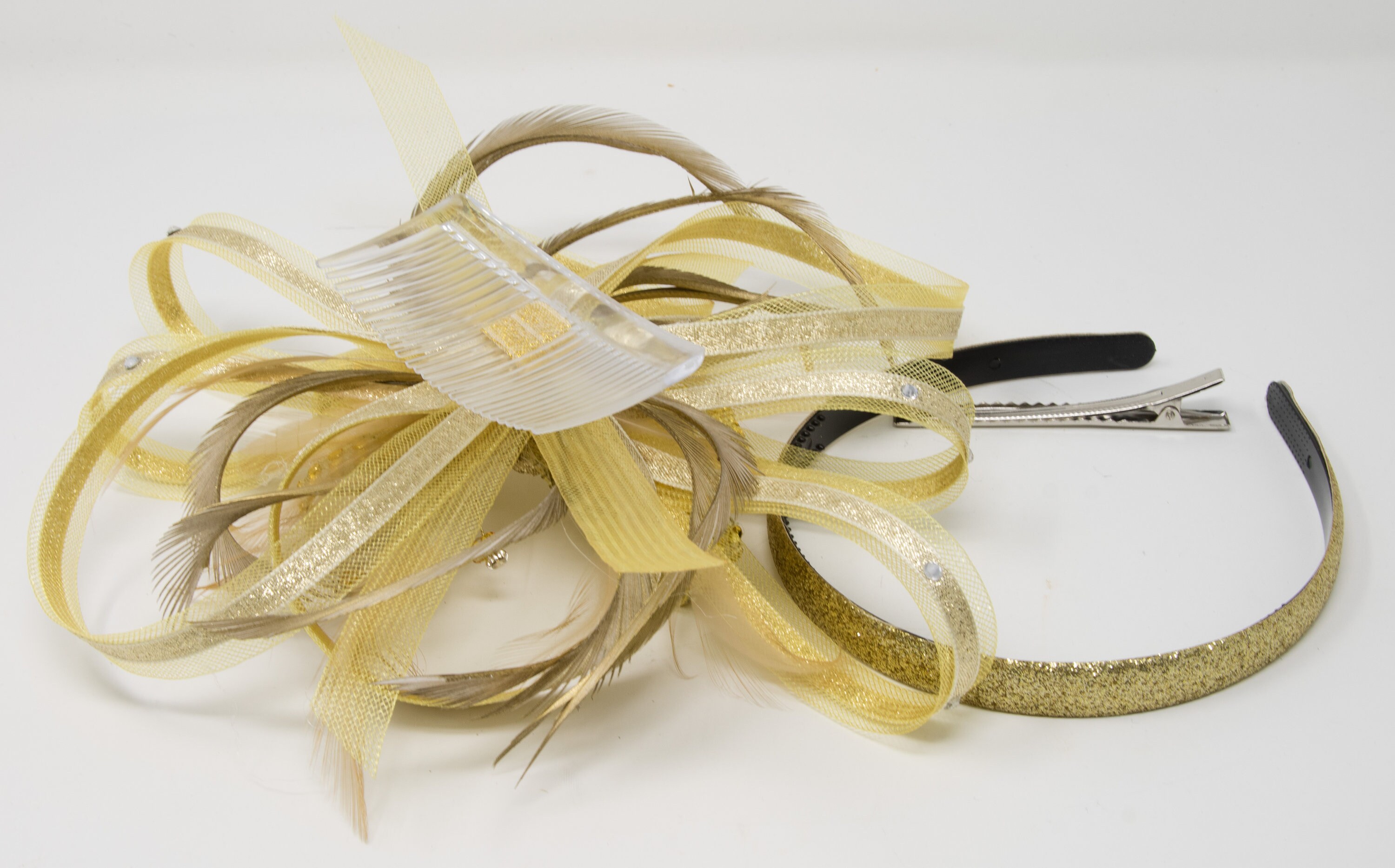 Shimmering Gold Fascinator With 