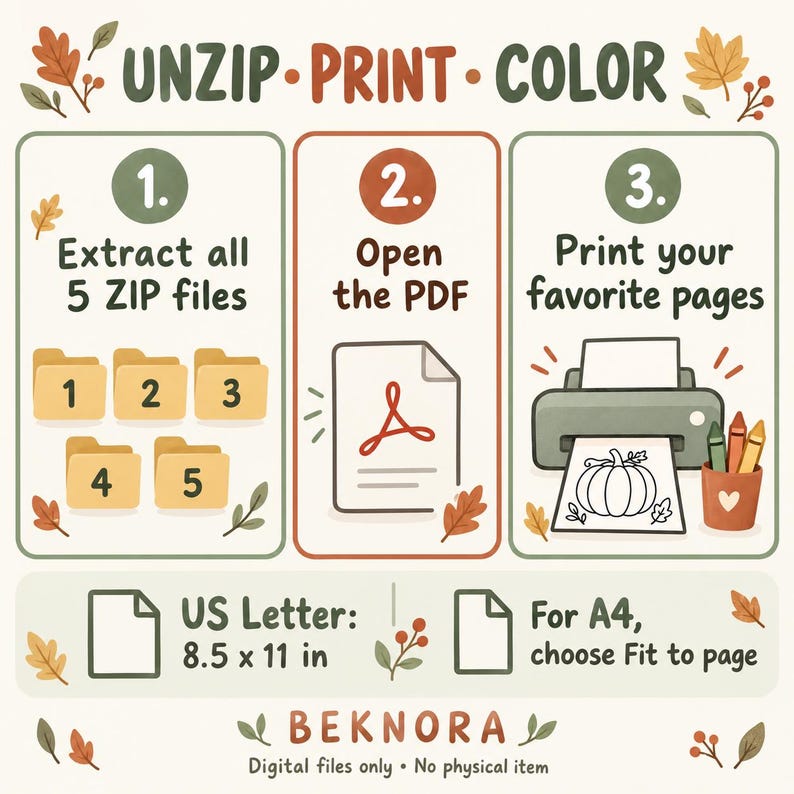 1000 Fall Coloring Pages Bundle, Autumn Coloring Book for Kids ...