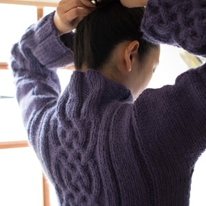 Keltischer Pullover für Damen, handgestrickt aus Wolle und Alpaka – EIREANN
