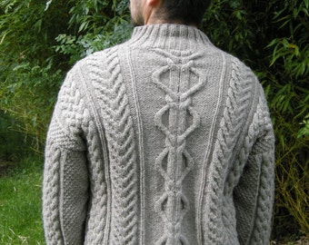 Luxury mens cable knit sweater - aran jumper - luxury yak & merino yarn