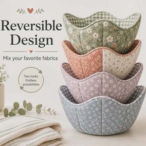 Bowl Cozy Sewing Pattern PDF, 3 Sizes, Quilted Fabric Bowl Holder, A4 Letter A0