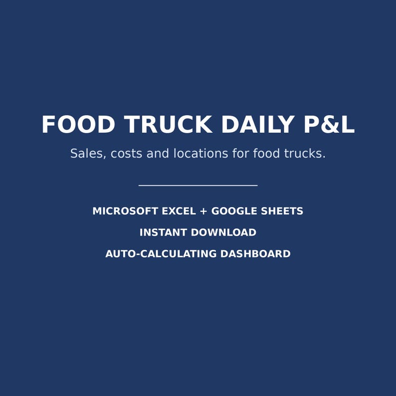 Food Truck Daily P&L Tracker | Menu Profit and Location Analysis (excel ...
