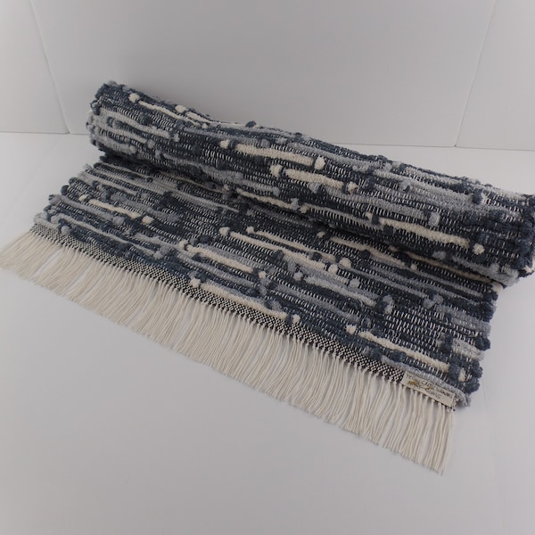 Night Coals, a handwoven rag rug, hand dyed and made especially for you. This rug is color/fast, wash/fast, and machine washable.