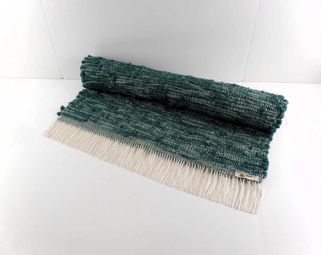 Leaf, Handwoven Green Rag Rug: USA Cotton, Machine Washable (24x36in ...
