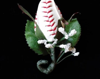 Baseball Rose Sport Bud  Boutonniere