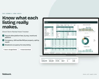 Airbnb Host Spreadsheet, Short Term Rental Income and Expense Tracker, Google Sheets Excel
