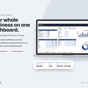 Real Estate Agent Business Tracker Spreadsheet, Commission, Leads and Deadlines, Google Sheets Excel zdjęcie 1