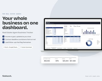 Real Estate Agent Business Tracker Spreadsheet, Commission, Leads and Deadlines, Google Sheets Excel