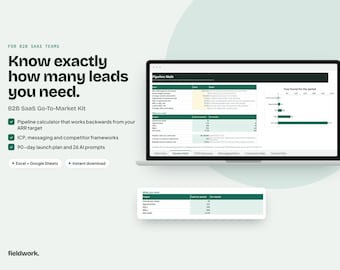 B2B SaaS Go-To-Market Plan Template, Pipeline Calculator Spreadsheet, Google Sheets Excel