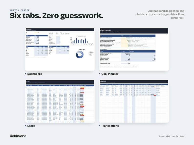 Real Estate Agent Business Tracker Spreadsheet, Commission, Leads and Deadlines, Google Sheets Excel zdjęcie 2