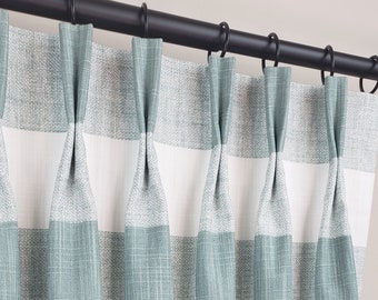 34 Colors - Pinch Pleat in Blush, Cashmere, Weathered Blue, Pink, White Buffalo Check Curtains - Lining Available, Blackout, Cotton, Dimout