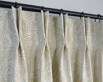 4 Colors - Pair of Pinch Pleat Top Curtains Available in Premier Prints Icke Gobi Beige Slub