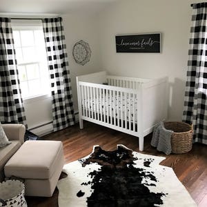 Black and White Buffalo Check Curtains - Rod Pocket - Optional Cotton or  Blackout Lining