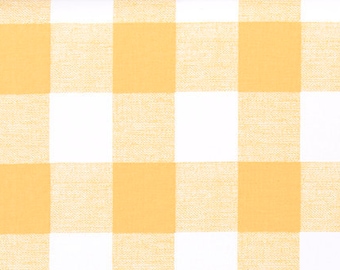 Yellow and White Buffalo Check Curtains - Rod Pocket - Optional Cotton or  Blackout Lining