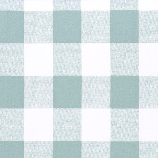 Waterbury Teal and White Buffalo Check Curtains - Rod Pocket - Optional Cotton or  Blackout Lining