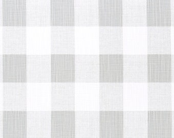 Large Buffalo Check Curtains  French Gray and Off  White Slub  - Rod Pocket - 84 96 108 or 120 Long by 24 or 50 Wide - Optional Lining