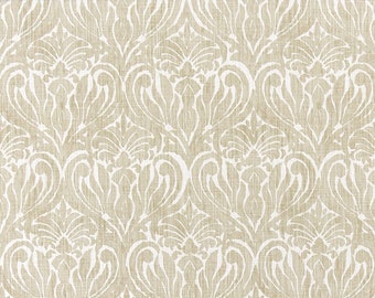 4 Colors- Pinch Pleat Curtains in Joash Damask Gobi Beige Slub Blend - Lining  Options Available, Blackout, Cotton, Dimout