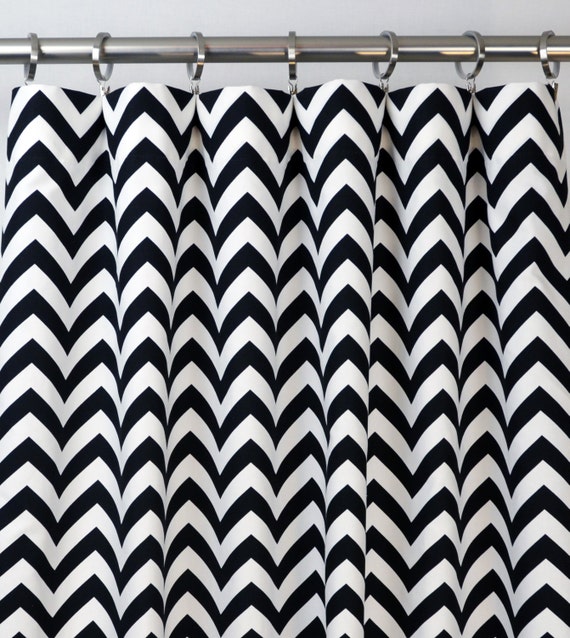 Black White Chevron Zig Zag Curtains Rod Pocket 84 96 108 Etsy