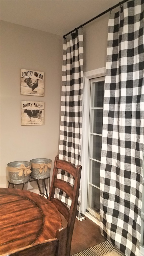 Black And White Buffalo Check Curtains Rod Pocket Options Etsy
