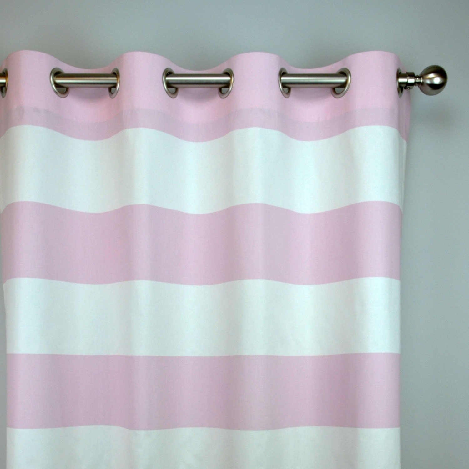 Pale Light Bella Pink White Cabana Horizontal Stripe Curtains Etsy