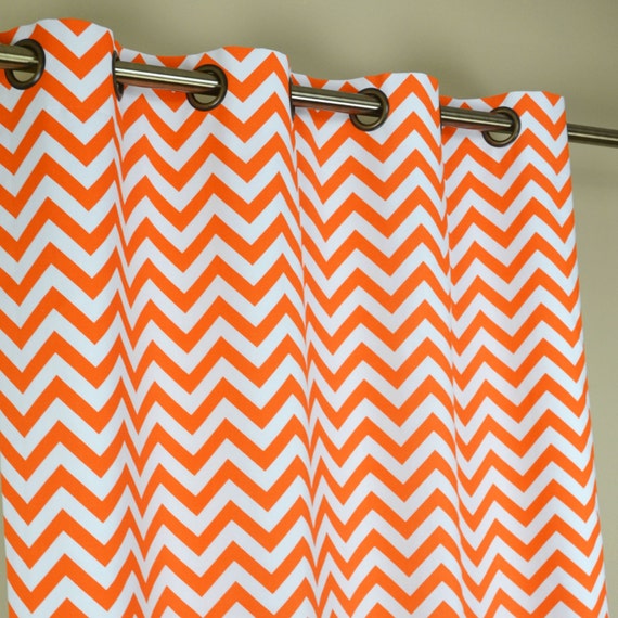 Tennessee Orange White Chevron Zig Zag Curtains Grommet 84 Tennessee Orange White Chevron Zig Zag, Orange And White Curtains