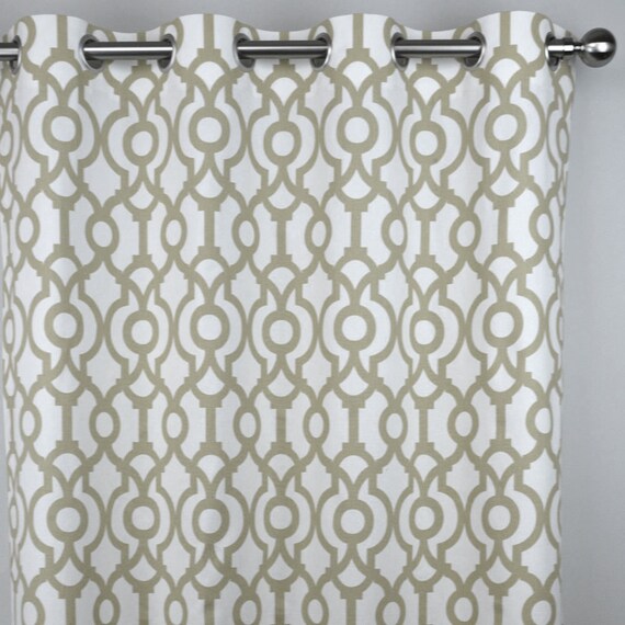 Ecru Taupe Beige White Trellis Lyon Lattice Curtains Grommet Etsy